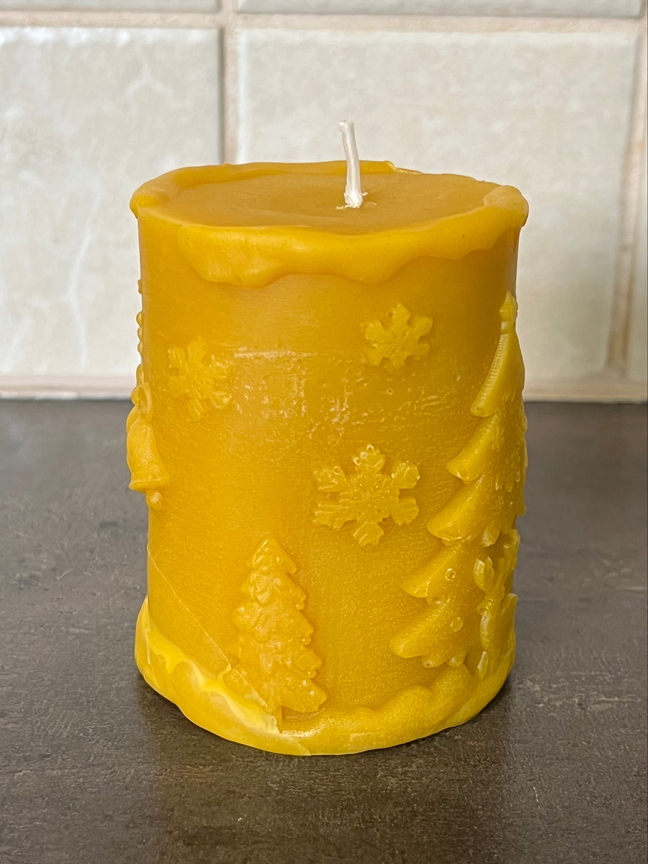 Viaszgyertya - Karácsonyi mintával