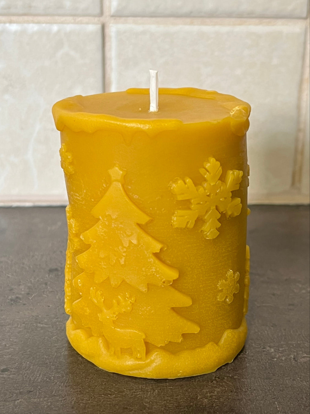 Viaszgyertya - Karácsonyi mintával