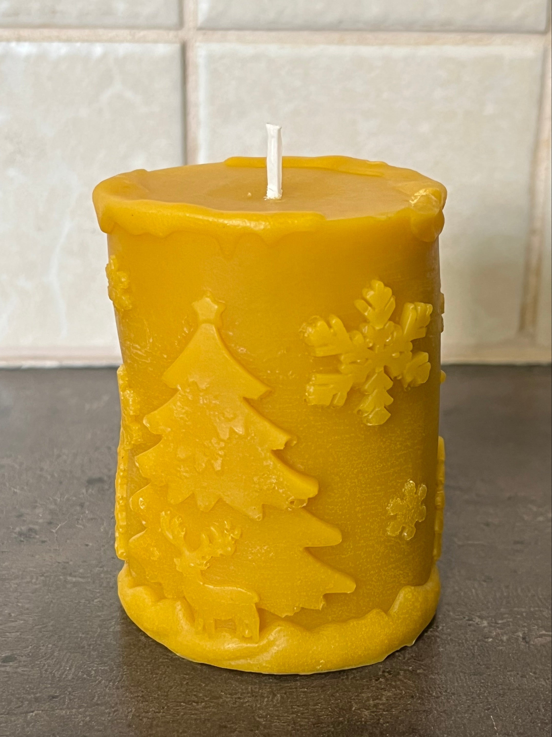 Viaszgyertya - Karácsonyi mintával