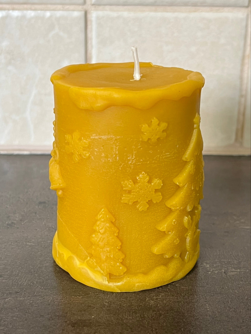 Viaszgyertya - Karácsonyi mintával