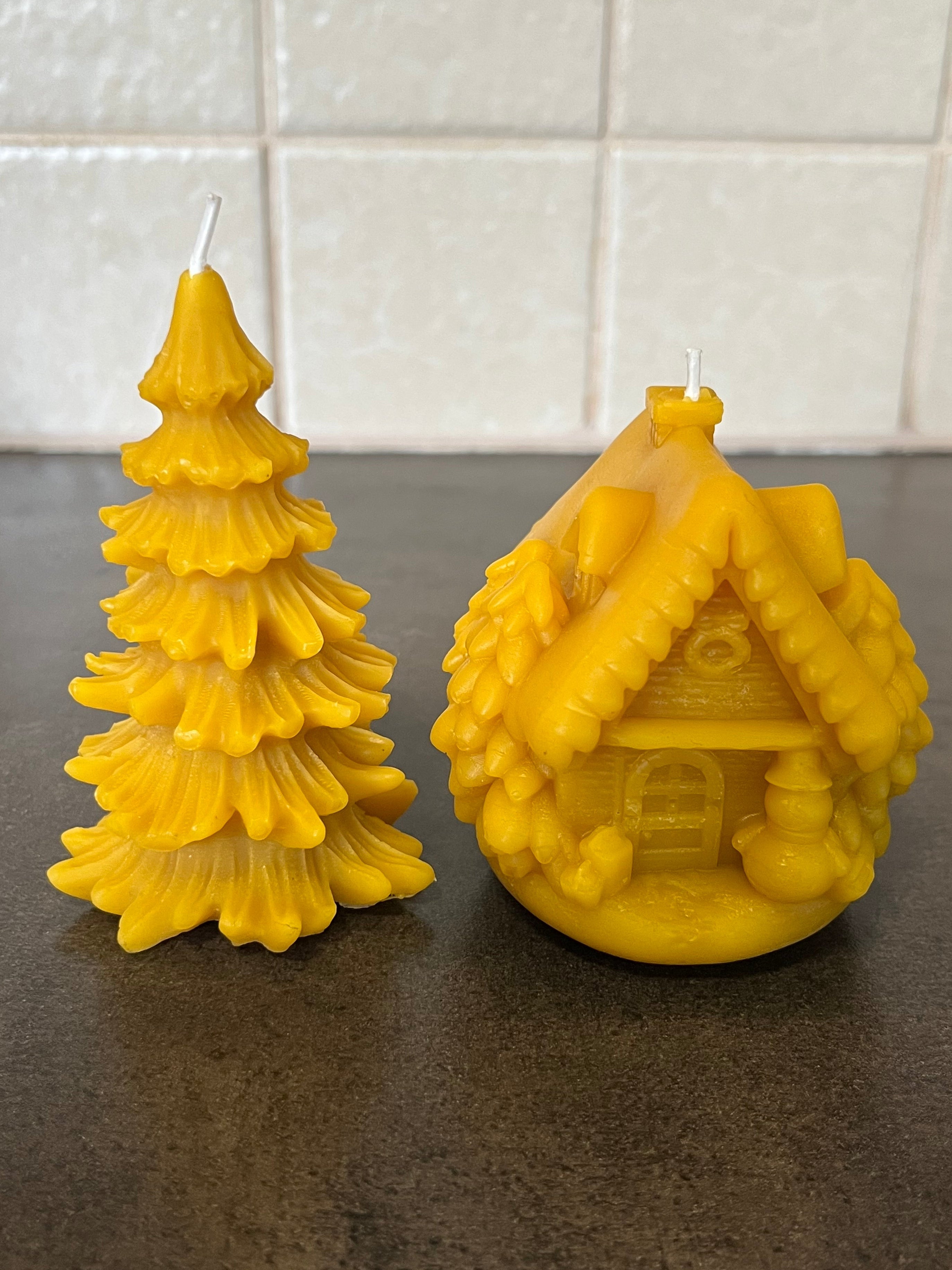 Viaszgyertya - Házikó és fenyőfa (szett)